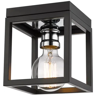 Z-lite Kube By  Matte Black + Chrome 1 Light Flush Mount