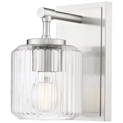 Z-lite Landon 8 3/4" High Brushed Nickel And Ribbed Glass Wall Sconce