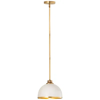 Z-lite Landry 10" Wide Matte White Rubbed Brass Finish Dome Pendant