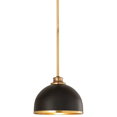 Z-lite Landry 10" Wide Rubbed Brass Black Mini Pendant