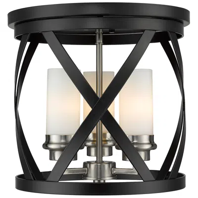 Z-lite Malcalester By  Matte Black + Brushed Nickel 3 Light Flush Mount