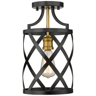 Z-lite Malcalester By  Matte Black + Olde Brass 1 Light Flush Mount