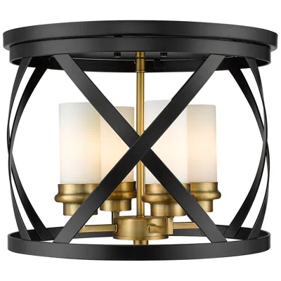 Z-lite Malcalester By  Matte Black + Olde Brass 4 Light Flush Mount