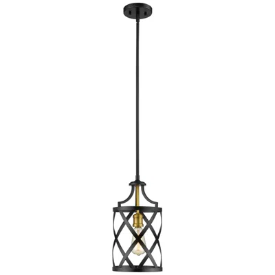 Z-lite Malcalester By  Matte Black + Olde Brass 8 Inch 1 Light Mini Pendant