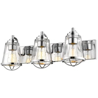 Z-lite Mariner 24" 3-light Seeded Glass And Chrome Vanity Bath Light