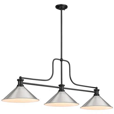 Z-lite Melange By  Matte Black 3 Light Billiard Light