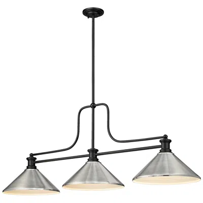 Z-lite Melange By  Matte Black 3 Light Billiard Light