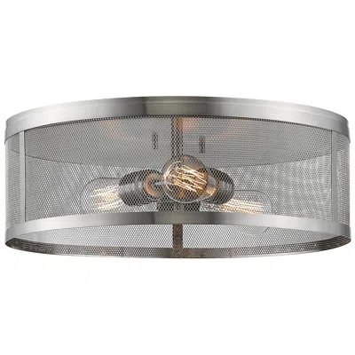Z-lite Meshsmith 18" Wide Brushed Nickel Drum Ceiling Light