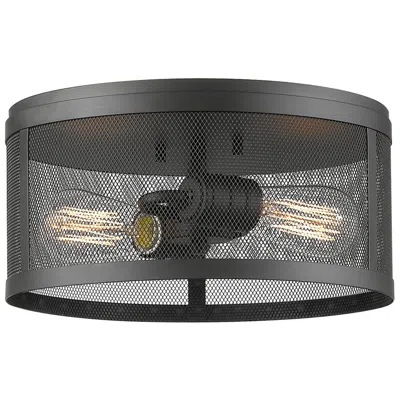 Z-lite Meshsmith By  Bronze 2 Light Flush Mount