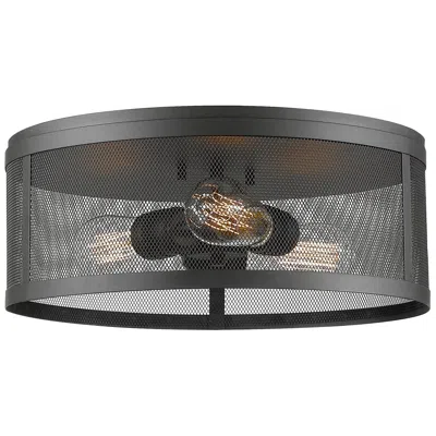 Z-lite Meshsmith By  Bronze 3 Light Flush Mount