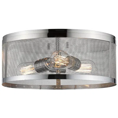 Z-lite Meshsmith By  Chrome 3 Light Flush Mount