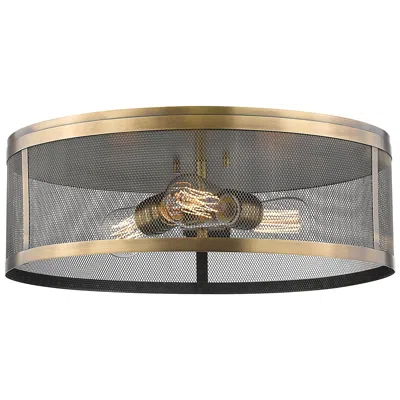 Z-lite Meshsmith By  Natural Brass 3 Light Flush Mount