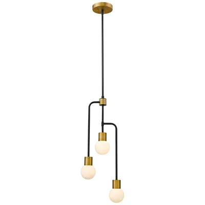 Z-lite Neutra 11 3/4"w Matte Black And Foundry Brass 3-light Mini Chandelier