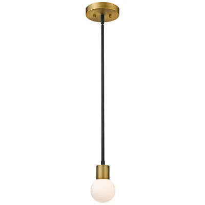 Z-lite Neutra 6" Wide Matte Black And Foundry Brass Mini Pendant