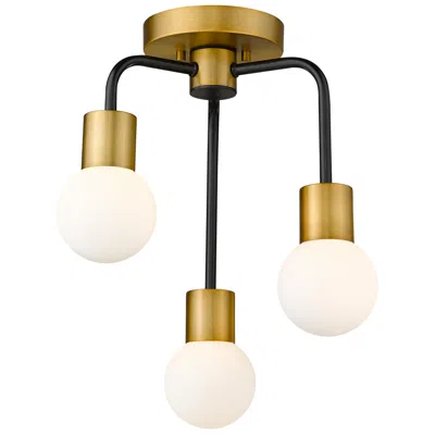 Z-lite Neutra By  Matte Black/foundry Brass 14 Inch 3 Light Semi Flush Mount