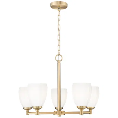 Z-lite Oren 25" Wide Modern Gold White Glass 5-light Chandelier