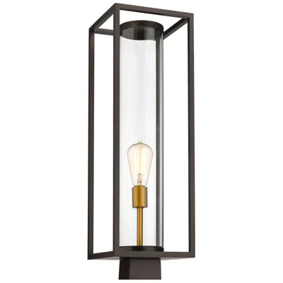 Z-lite Outdoor Post Mount Fixture In Deep Bronze + Outdoor Brass Finish