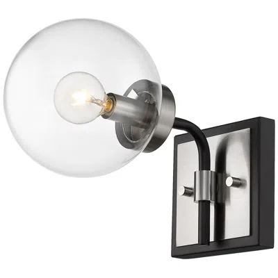 Z-lite Parsons 1 Light Wall Sconce In Matte Black + Brushed Nickel