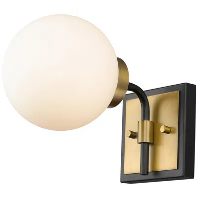 Z-lite Parsons 7 3/4" High Matte Black And Brass Wall Sconce