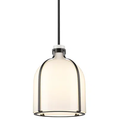Z-lite Pearson 12 1/4" Wide Black With Opal Glass Pendant Light