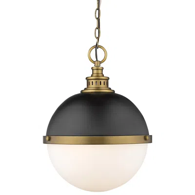 Z-lite Peyton 14 3/4"w Factory Bronze And Matte Black Pendant Light