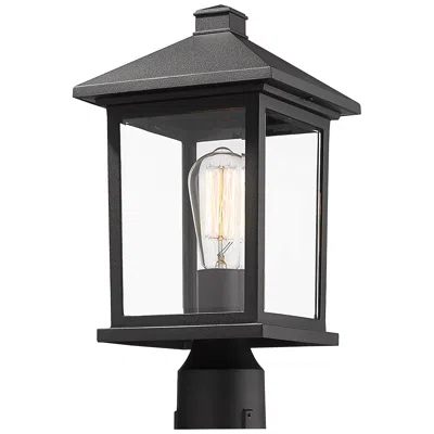 Z-lite Portland 16" High Black Metal Outdoor Post Light