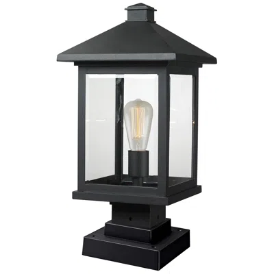 Z-lite Portland 19 1/2" High Black Outdoor Lantern Pier Mount Light