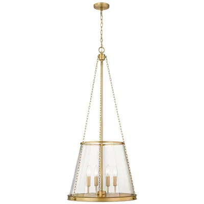 Z-lite Prescott 18" Wide Rubbed Brass Metal 4-light Cone Pendant