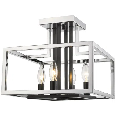 Z-lite Quadra 13" Wide Chrome And Matte Black 4-light Ceiling Light