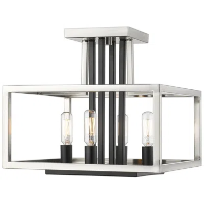 Z-lite Quadra By  Brushed Nickel + Black 4 Light Semi Flush Mount