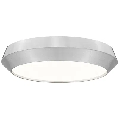 Z-lite Quasars By  16 Inch Brushed Nickel 1 Light Flush Mount In Silver