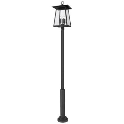 Z-lite Rainer 126" High Black Outdoor Post Light With Base