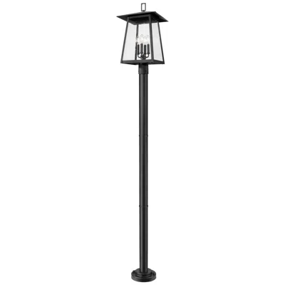 Z-lite Rainer 98" High Black Outdoor Post Light With Base