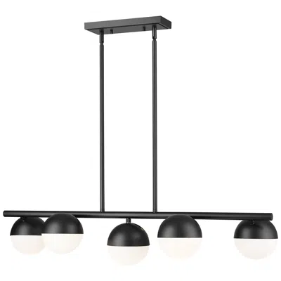 Z-lite Realm Sphere By  Matte Black 42 Inch 5 Light Linear Chandelier