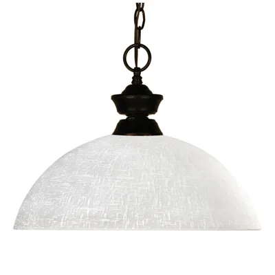Z-lite Riviera 14" Wide Bronze And White Glass Dome Pendant