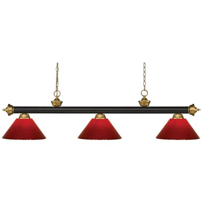 Z-lite Riviera 57" Bronze Satin Gold And Red 3-light Billiard Light