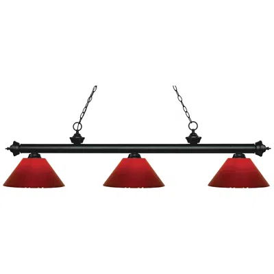 Z-lite Riviera 57" Matte Black And Red 3-light Billiard Light
