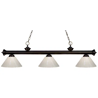 Z-lite Riviera 57" Wide 3-light White Glass And Bronze Billiard Light