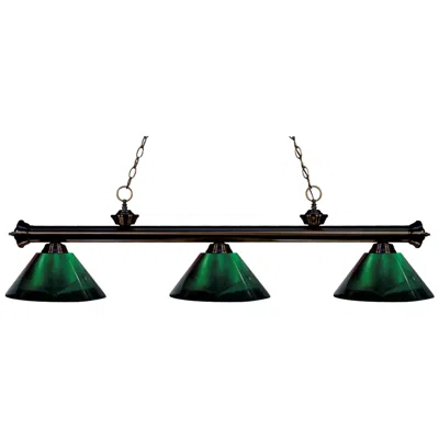 Z-lite Riviera 57" Wide Bronze 3-light Green Pool Table Billiard Light