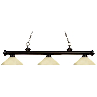 Z-lite Riviera 57" Wide Bronze Cone Glass 3-light Billiard Pendant