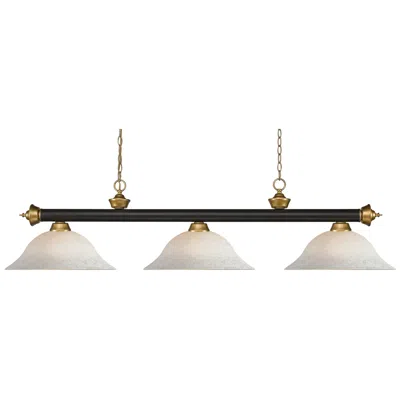 Z-lite Riviera 57" Wide Bronze Satin Gold Glass 3-light Billiard Light