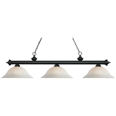 Z-lite Riviera 59" Wide 3-light Matte Black Dome Glass Billiard Light