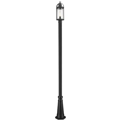 Z-lite Roundhouse 114 1/4" High Black Outdoor Post Light With Base