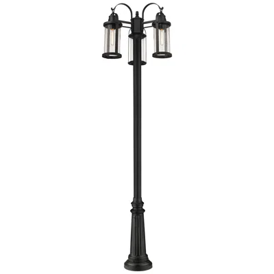 Z-lite Roundhouse By  Black 115 Inch 3 Light Outdoor Post Mounted Fixture
