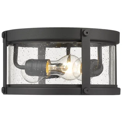 Z-lite Roundhouse By  Black 12 Inch 3 Light Flush Ceiling Mount Fixture