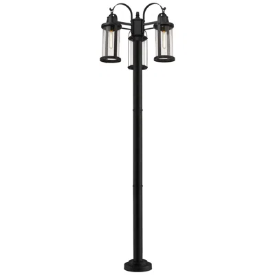 Z-lite Roundhouse By  Black 94.25 Inch 3 Light Outdoor Post Mounted Fixture