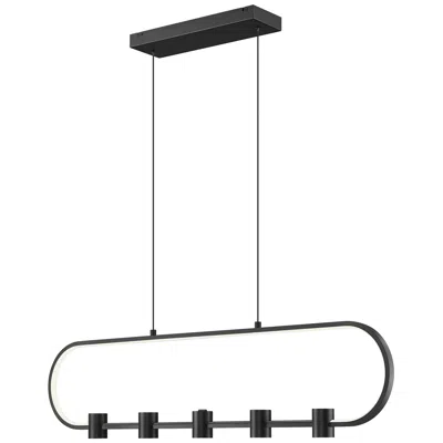 Z-lite Saros By  42 Inch Matte Black 5 Light Linear Chandelier