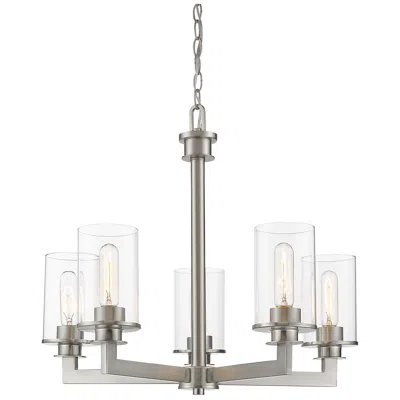 Z-lite Savannah 24" Wide Brushed Nickel 5-light Chandelier