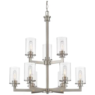 Z-lite Savannah 29" Wide Brushed Nickel Tiered 9-light Chandelier