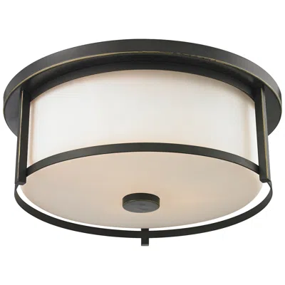 Z-lite Savannah 3 Light Flush Mount In Olde Bronze
